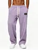 Calça de Moletom com Tecido Waffle para Comércio Exterior Masculina, Novo Estilo Primavera e Outono, Calça Reta Solta, Calça Longa Respirável com Cordão para Esportes, Caimento Fluido