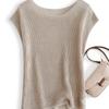Tricô Vazado de Seda de Amora Feminino Super Slim Verão Leve e Fresco Lyocell Tencel Camiseta Top de Manga Curta