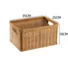 Cesta de almacenamiento de armario nórdico, caja de almacenamiento tejida, cesta organizadora simple para sala de estar, tejido de imitación de ratán