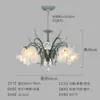 Candelabro de Cristal Nórdico con Flores Verdes de Hierro Forjado, Iluminación Pastoral Estilo Americano, Iluminación Creativa y Sencilla para Dormitorio, Comedor y Sala de Estar