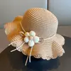 Sombrero de Sol para Niñas con Protección Solar, Sombrero Tejido de Playa para Viajes al Aire Libre, Sombrero de Ala Ancha Anti-UV