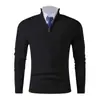 Otoño e Invierno Transfronterizo Nuevo Tejido para Hombre Casual Base Cálido Media Cremallera Cuello Alto Chaqueta Suéter de Punto para Hombre