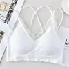 Nuevo Artículo Top de Tirantes sin Costuras Top Tubo Sexy de Encaje con Escote en V Cruzado en el Hombro Tirante para el Hombro Ropa Interior para Mujer