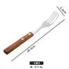 Conjunto de talheres de aço inoxidável 304 com cabo de madeira, garfo de jantar principal, faca de bife, colher de sobremesa, uso comercial