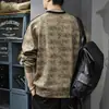 Sudadera a Rayas con Cuello Redondo para Hombre, Temporada Primavera-Otoño 2026, Estilo Americano de Moda, Tie-Dye Lavado, Holgada, Mangas Raglán Largas, Camiseta Base