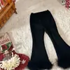 Calças Casuais de Inverno para Meninas, Calças Flare Estilosas da Moda Infantil Marca Estilo Coreano com Barra Grossa de Lã
