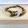 Nueva Pulsera China Cristal Amarillo Torre Natural Ojo de Tigre Anillo Corredizo Doble Círculo Pulsera de Cristal Combinación Total Moda Nacional Dopamina