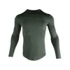 Camisa de compressão simples e esportiva de manga longa, altamente elástica, de secagem rápida, respirável, que absorve o suor e justa ao corpo, com um design 3D amigável à pele, adequada para treinamento de fitness