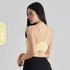 Top de tirantes finos para fitness y yoga con almohadillas en el pecho integradas, sujetador deportivo de copa fija