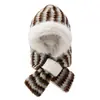 Chapéu de Pelúcia Quente de Inverno para Mulheres Ciclismo Chapéu de Tricô Espessado à Prova de Vento Doce e Fofo Grande Circunferência da Cabeça Proteção Auricular Chapéu para Vento e Neve