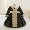 Vestidos Formais Europeus e Americanos para Meninas de Comércio Exterior, Vestidos de Princesa, Vestidos de Noite de Manga Longa, Vestidos Estampados para Performance de Florista