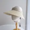 Chapéu Viseira de Palha com Proteção UV para Verão Feminino, Chapéu de Sol Dobrável, Chapéu de Palha Liso sem Aba, Chapéu de Proteção Solar, Tendência