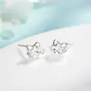 Brincos de Gatinho com Agulha de Prata 999 para Mulheres 2026 Novos Brincos Fofos Pequenos Delicados para Piercing na Orelha, Acessórios de Orelha Estilosos