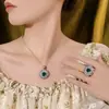 2026 Nuevo Zhuang Sheng Sheng Joyería Chapada en Cobre Oro Colgante Anillo Set de Joyería para Mujeres Nicho Gama Alta Versátil 8*8