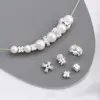 Cuentas Separadoras al por Mayor, Cuadradas de Plata Gruesa que Conservan el Color, Forma de Flor de Trébol de Cuatro Hojas, Cuentas Separadoras tipo Corona de Agujero Grande, Accesorios para Joyería Artesanal con Cuentas