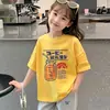 Camiseta de Verão Manga Curta para Meninas 2026 Novo Estilo Verão Infantil Algodão Puro Manga Meia Manga para Meninas Mais Velhas Camiseta Tendência