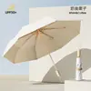 Guarda-chuva de 24 varetas personalizável com impressão de logotipo, totalmente automático dobrável, revestimento preto, para sol e chuva, presente corporativo, guarda-chuva promocional, atacado