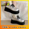 Zapatos Planos Versátiles Estilo Japonés Blancos con Cordones y Punta Redonda Estilo Británico 2025 Otoño e Invierno Nuevos Zapatos Pequeños de Cuero con Plataforma y Suela Gruesa para Mujer