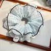 Goma para el Pelo de Cuatro Capas con Encaje a Cuadros Versátil Estilo Coreano Extra Grande para Mujer, Lazo para Moño Estilo Perezoso, Accesorio para el Cabello Super Grande