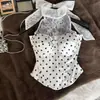 Top halter de lunares estilo francés con estampado de espina de pez blanco para mujer, bustier de alta gama ajustado