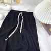 Calças de Perna Larga Estampa Qian Chiba Feminina Verão Nova Drapeado Plissado Solto Reto Calças Casuais Femininas da Moda Versátil