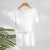 Top de Verão Respirável para Gestantes, Sutiã Sem Marcas, Almofada de Peito Removível, Roupa da Lua, Manga Curta para Casa