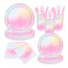Nuevo Color Degradado Arcoíris Transfronterizo Vaso de Papel Toalla de Papel Plato de Papel para Fiesta Familiar Diaria Fiesta de Cumpleaños Fiesta de Vacaciones