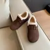 Zapatos Birkenstock de suela gruesa con tacón oculto, nuevo estilo para mujer, invierno, felpa, engrosados, slip-on, zapatos de algodón para nieve, zapatos de mujer