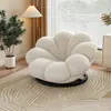 Sillón en forma de pétalo para espacios pequeños, individual, color crema, adecuado para dormitorio, balcón, sala de estar, sofá perezoso de moda