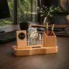 Luz de Noite em Acrílico Presente de Aniversário Lembrança Ornamento Carregador Sem Fio para Celular Porta-Canetas Função Relógio Decoração de Casa