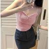Camisole Sexy Plissada Estilo Puro Desejo para Mulheres com Bojos para Roupa Íntima e Roupa Externa com Lindo Top Básico Sexy nas Costas