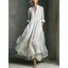 Camisa de estilo europeo y americano para comercio exterior transfronterizo, estilo suelto de vacaciones, falda larga con dobladillo amplio, cuello mao, vestido francés ligero de verano para mujer
