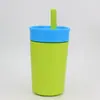 Copo de Silicone com Canudo Novo para Crianças Estilo Owla Copo de Café Pequena Capacidade 12oz Copo Térmico de Aço Inoxidável