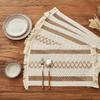 Porta-copo Quadrado de Algodão e Linho Patchwork Estilo Americano com Borla Tecida Material Natural Tapete de Mesa Decoração de Feriado Fábrica de Corda de Juta Transfronteiriço
