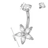 Anillo de Ombligo de Acero Inoxidable Flor de Mariposa Zirconia Transfronterizo Triángulo Chapado en Oro Gota de Agua Zirconia Piercing con Diente Interno Joyería para Ombligo