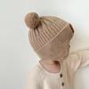 Gorro de bebé con orejas de oso de punto, gorro de lana grueso y cálido para invierno para niños, gorro coreano para bebé