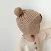 Gorros de Punto de Dibujos Animados para Otoño e Invierno Gorros con Protección para las Orejas para Niños Gorros para Bebé Serie Beige Niños y Niñas Protección contra el Viento para las Orejas y Calidez
