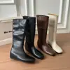 Botas de tubo alto minimalistas francesas 2026 nuevo estilo, botas de equitación de suela plana y punta cuadrada para mujer, botas elásticas ajustadas