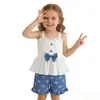 Conjunto de Verão para Meninas 2026 Top de Alça Doce com Laço Shorts Frescos Conjunto de Bebê Conjunto Elegante de Duas Peças