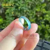Anillo de Jade Natural Grado A Anillo de Jade Sencillo Anillo de Agua Azul Hielo Estilo Antiguo Tira Fina de Jade Real para Hombres y Mujeres Ins