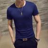 Camiseta de Manga Corta Simple de Color Sólido y Corte Slim para Hombre, Verano Nuevo, Cuello Redondo, Combinación Universal, Camiseta Básica, Top Moderno para Adolescentes
