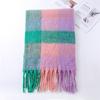 2025 nuevo ac cálido color arcoíris a cuadros largo europeo y americano otoño e invierno cálido suave mohair ceroso bufanda