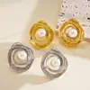 Brincos de Pérola Torcida Estilo Metal Europeu e Americano, Brincos Fashionáveis e Únicos Estilo Vintage, Brincos Geométricos de Alta Qualidade para Mulheres