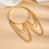 Estilo europeu e americano, braçadeira de anel geométrico única e da moda, corrente de braço longa com franjas vintage transfronteiriça, braçadeira de metal estilo simples para mulheres