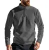 Moletom Masculino Outono e Inverno Novo Estilo Gola Alta Meio Zíper Manga Longa Tendência Casual Transfronteiriça Cor Sólida Masculino Top de Lã Polar