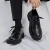 Zapatos de Cuero para Negocios, Zapatos Casuales para Hombre, Zapatos de Trabajo Estilo Británico, Zapatos de Trabajo con Cordones Modernos Versátiles de Suela Gruesa, Zapatos Casuales