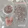 Mini Joyería para Arte de Uñas de Circonia con Base Plana Biselada, Pequeños Diamantes para Uñas Brillantes Transparentes Blancos con Forma de Marquise, Color Especial Champagne