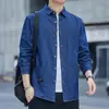 Camisa de Trabajo de Mezclilla Chaqueta para Hombre Primavera y Otoño Manga Larga Estilo Coreano Holgada Ropa para Hombres de Mediana Edad y Mayores Tres Bolsillos