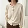 Casaco Cardigan de Tricô Macio Simples Urso Mel Veludo Alta Qualidade Retrô Gola Redonda Feminino Outono/Inverno 2026 Novo