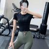 Ropa de Fitness con Media Cremallera para Mujer Ropa de Running de Secado Rápido Camiseta Deportiva de Manga Corta Top Casual Delgado de Verano para Yoga